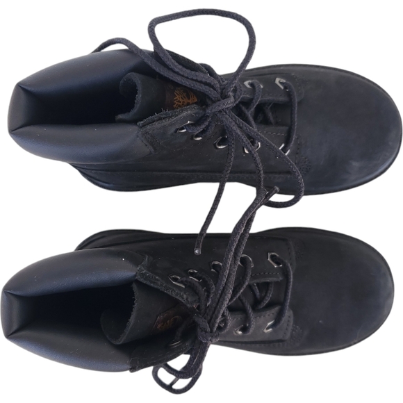 Timberland Premium Leather Cold Weather Combat Boots Black Kids Size 10 - Picture 5 of 6